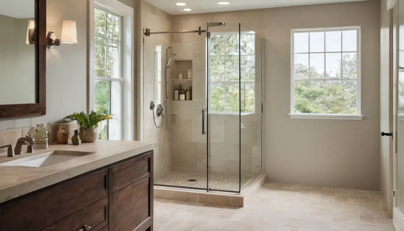 A bright, newly remodeled bathroom with a walk-in shower in a Denver home